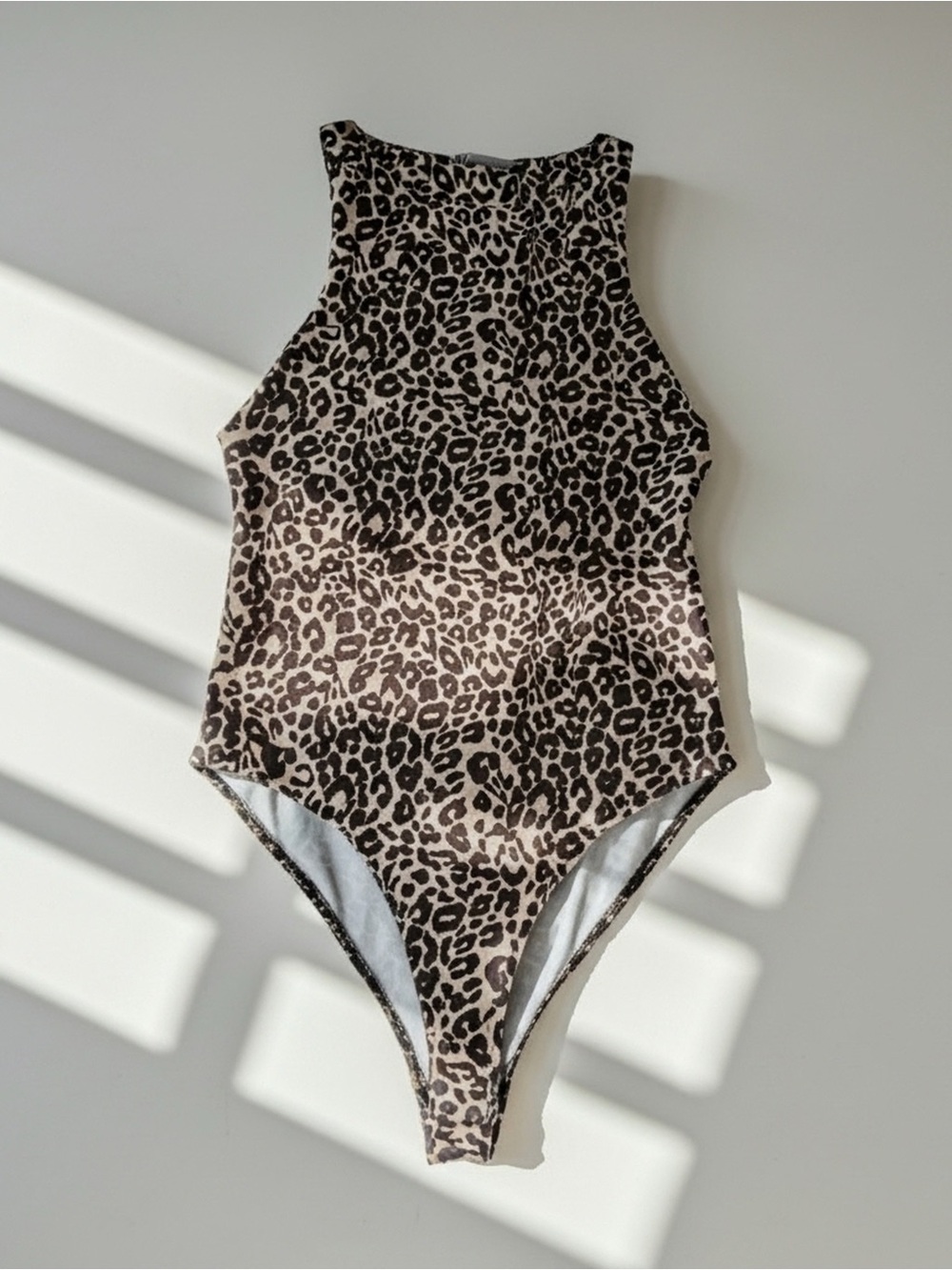 Leopard Print High-Neck One-Piece bodysuit Zara Brown/Black Size S